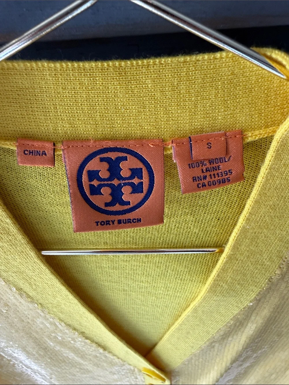 Tory Burch Sunny Yellow V-Neck Button Cardigan